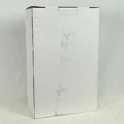 White textured cardboard box on a light gray background