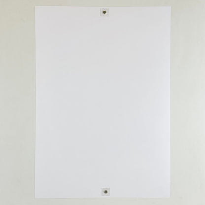 Backside of print on white background. 