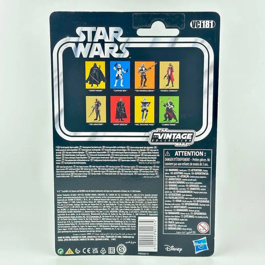 Back of a Star Wars Action Figure package, featuring images of other available figures & warning labels.