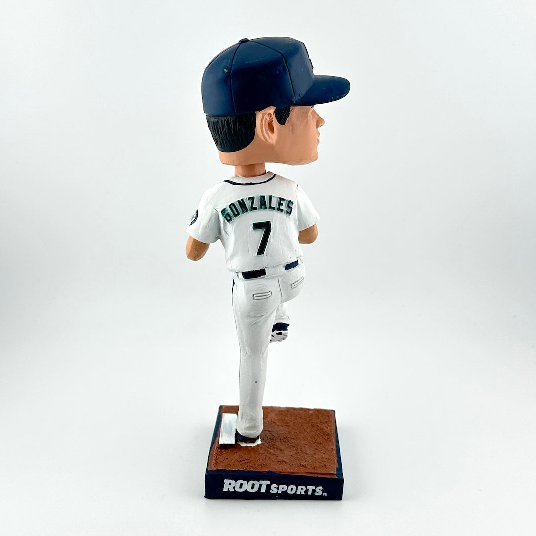 Baseball bobblehead figure with a white uniform and navy cap on a white background