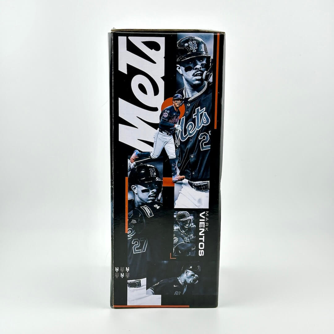 Product packaging with a baseball player and 'Mets' branding on a white background