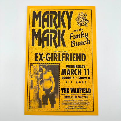 Promotional poster for Marky Mark and the Funky Bunch featuring Ex-Girlfriend at The Warfield.