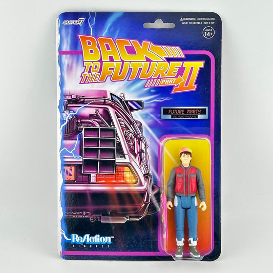 Super7 Back to the Future Part II Future Marty action figure in its original blister card packaging.