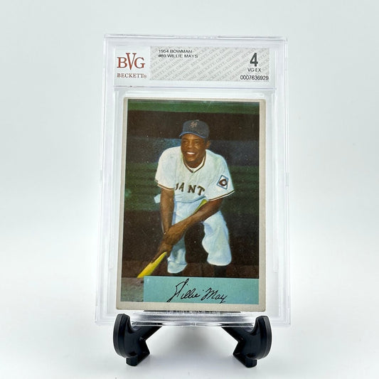 Baseball trading card of a player in a Giants uniform with BVG grading label.