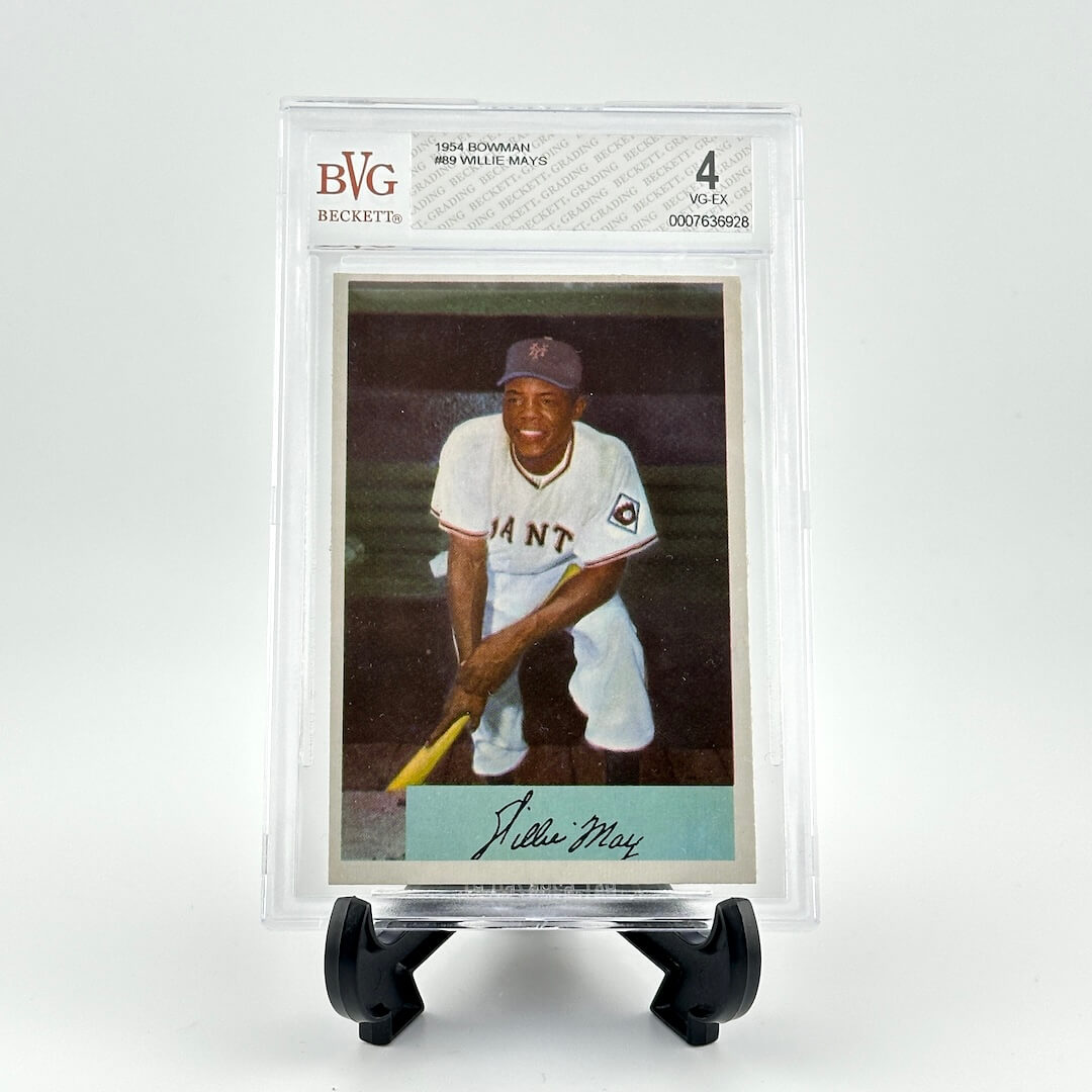 Baseball trading card of a player in a Giants uniform with BVG Beckett grading label.