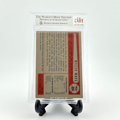 Baseball card with Willie Mays on a white background