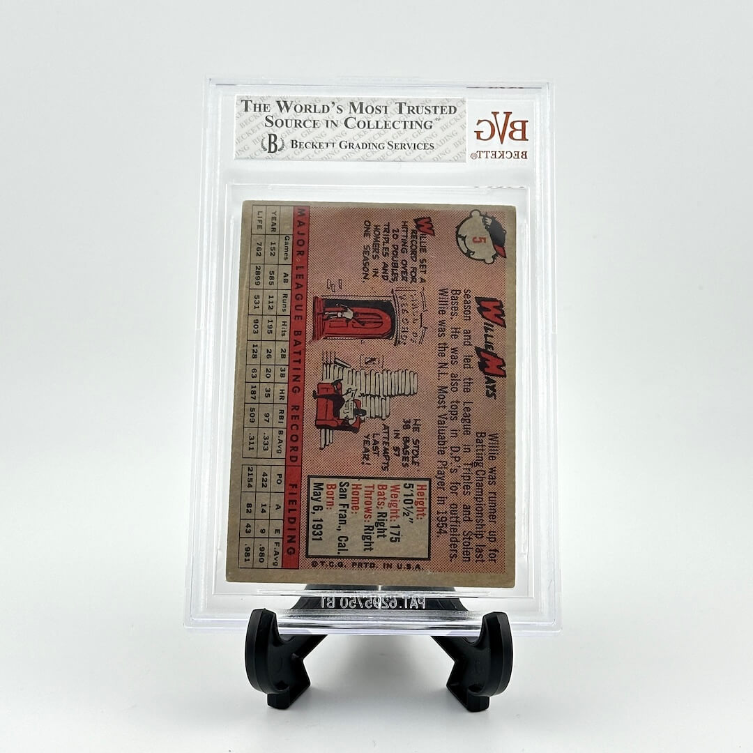 Vintage trading card in a protective frame with B&J Beckett Grading Services branding on a white background.