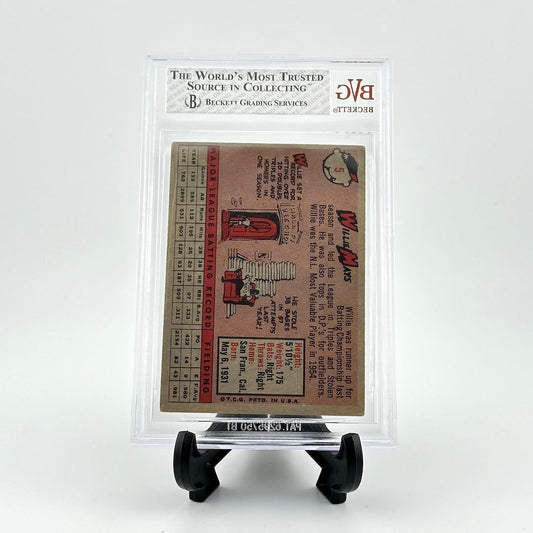 Vintage trading card in a protective frame with B&J Beckett Grading Services branding on a white background.