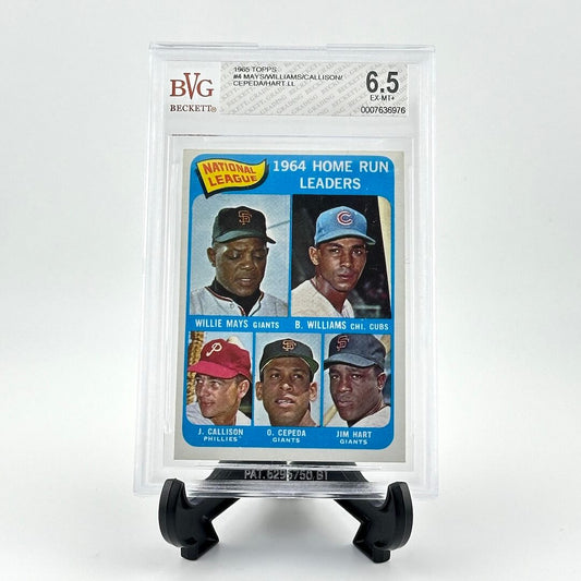Baseball trading card featuring 1964 home run leaders on a white background