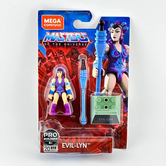 Mega Construx Masters of the Universe Evil-Lyn action figure in its original blister card packaging. 