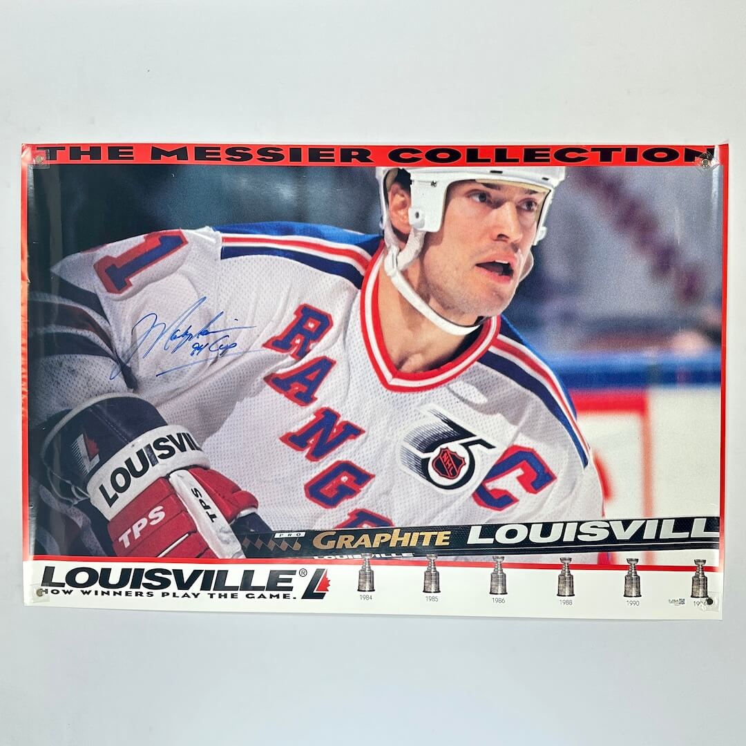 Hockey trading card featuring a player in a Rangers jersey with 'The Messier Collection' branding.