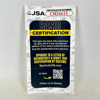 JSA certification card for basic authentication on a textured gray background