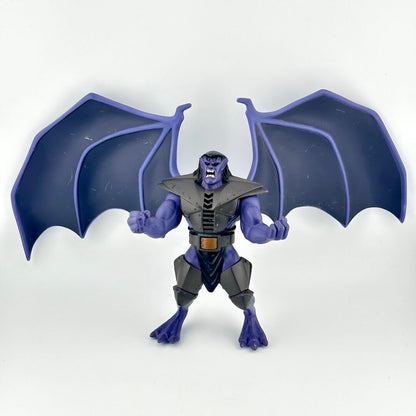 Purple winged humanoid creature with armor on white background. 