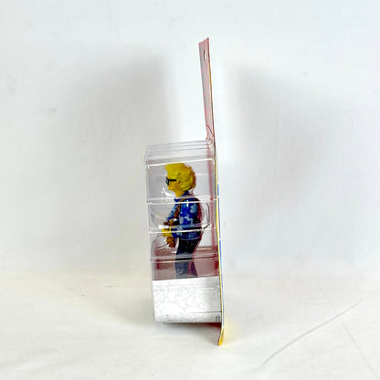 Toy figure in a clear packaging box on a white background