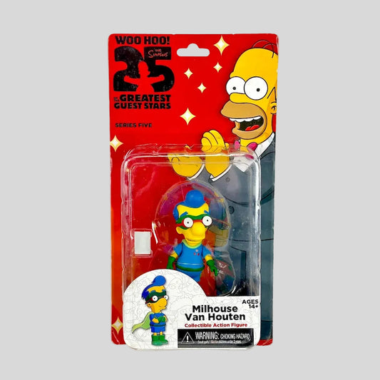Action figure packaging featuring a character from 'The Simpsons' on a white background