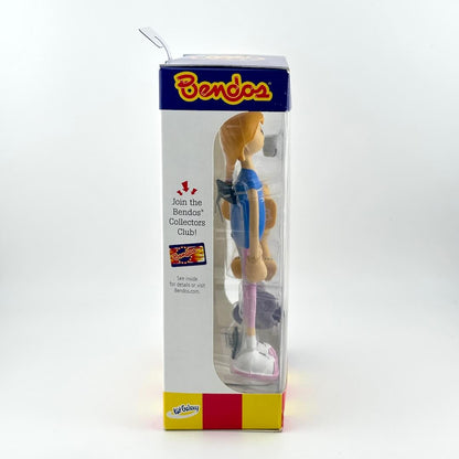 Bendos toy figure in packaging with branding and promotional text on a white background