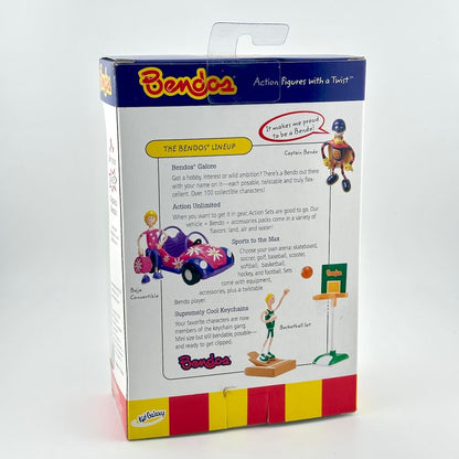 Bendos action figure packaging with colorful design and text on a white background