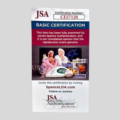 JSA certification card for basic authentication on a gray background