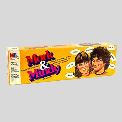 Box of Mork & Mindy card game with images of two characters on a white background