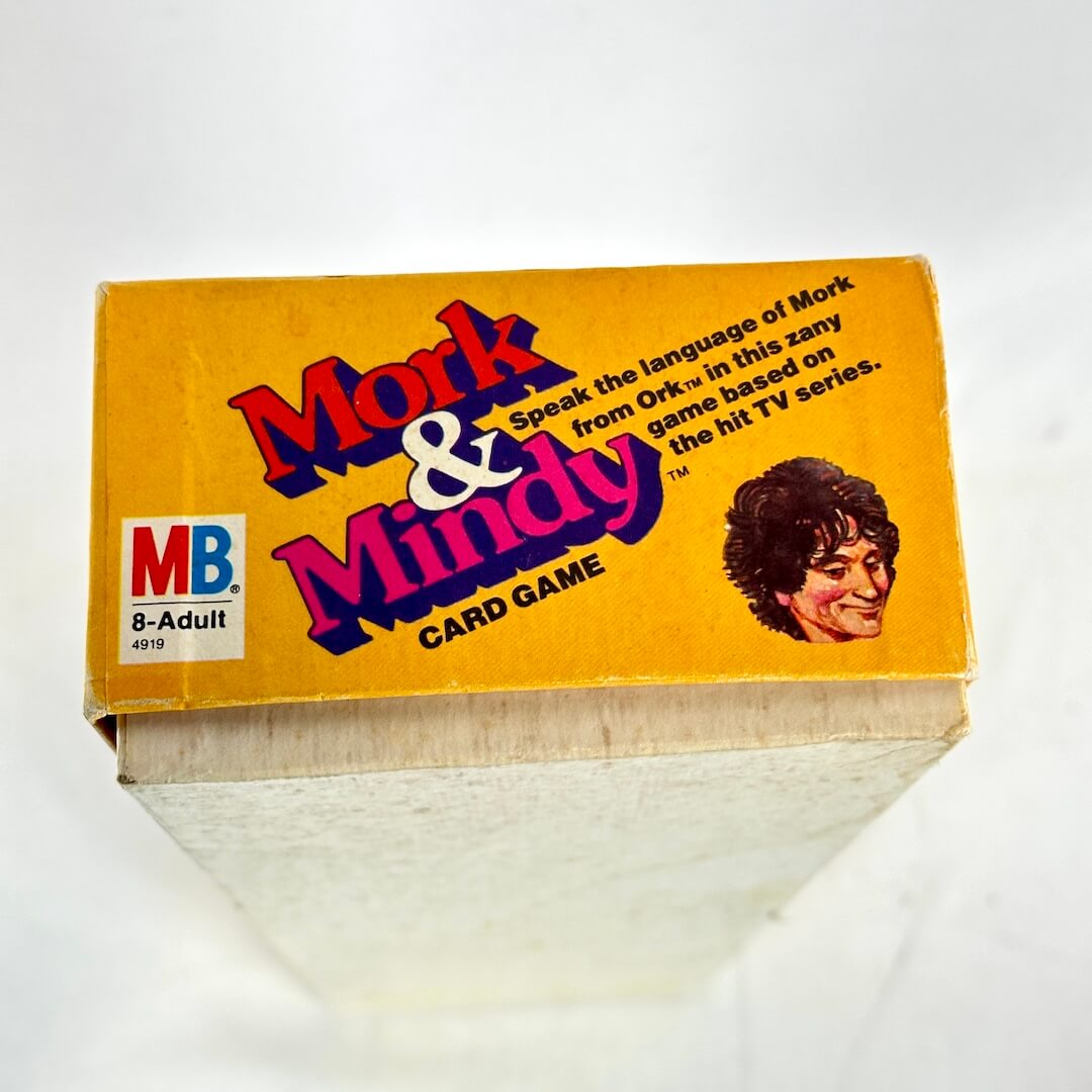 Mork & Mindy card game box with character illustration on a white background