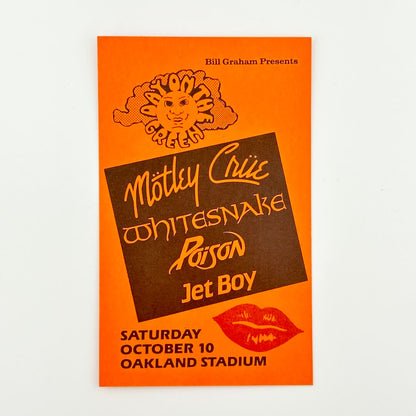 Orange backstage pass for Mötley Crüe at Oakland Stadium
