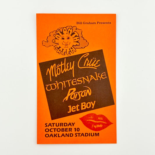 Orange backstage pass for Mötley Crüe at Oakland Stadium
