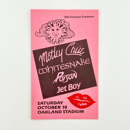 Pink backstage pass for Mötley Crüe at Oakland Stadium