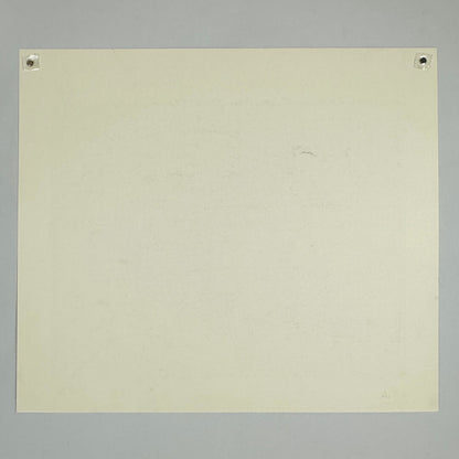 Backside of poster showing no damage against gray background. 