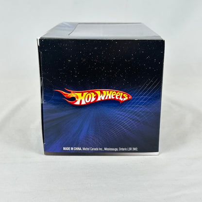 Hot Wheels packaging with a blue background and red and yellow logo.