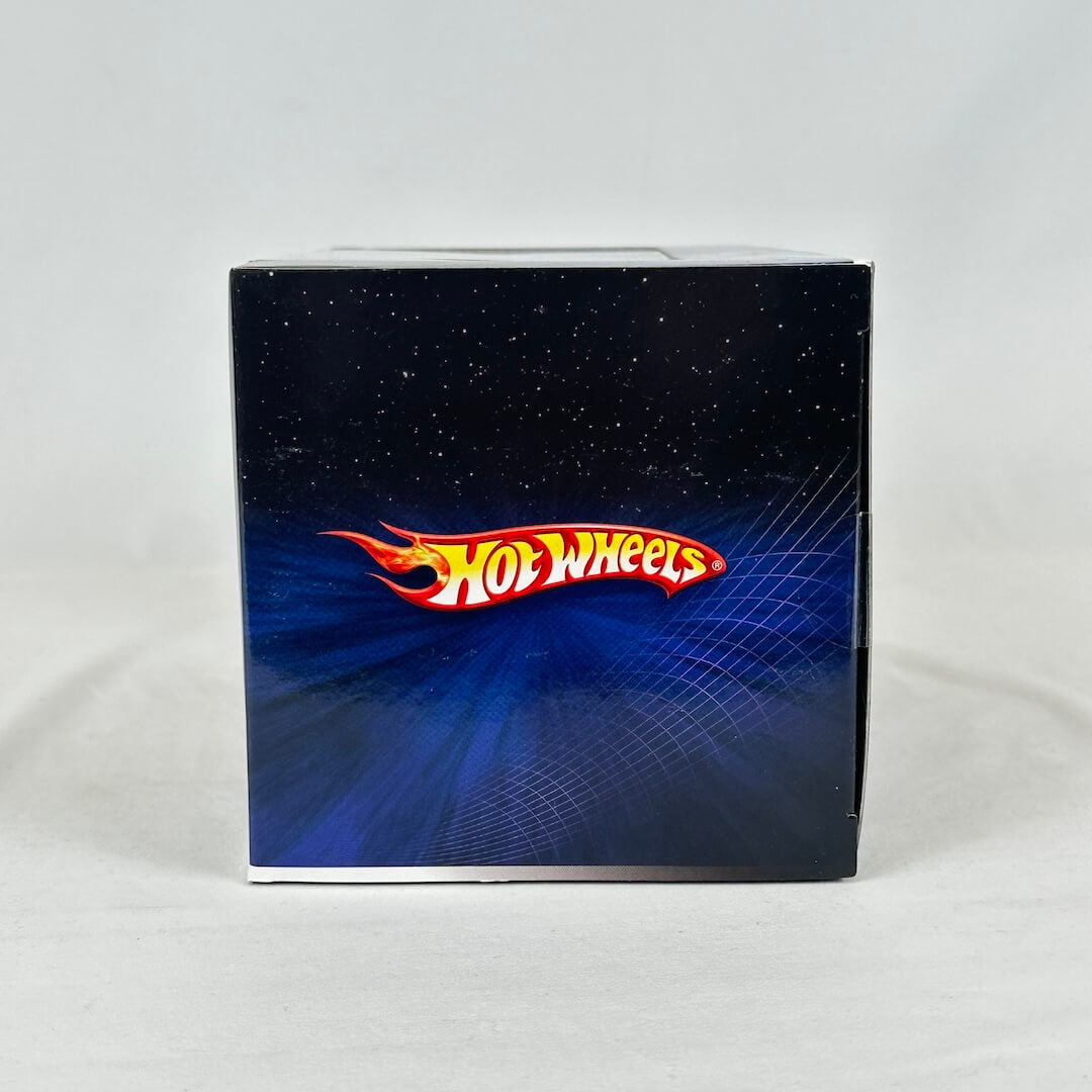 Hot Wheels logo on a blue and black background