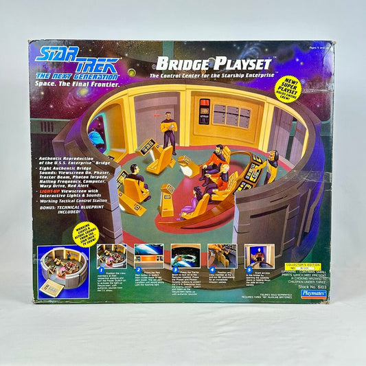 Box for a Star Trek toy bridge playset on a white background