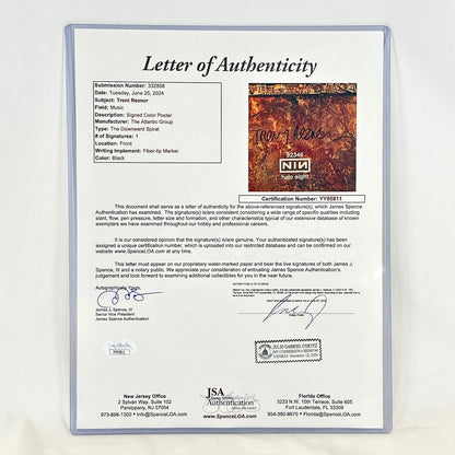 Letter of Authenticity for poster in protective sleeve against white background. "YY95811" authentication number.