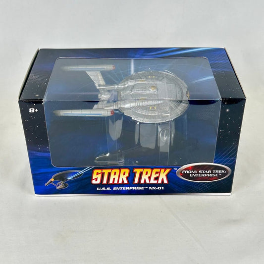 Star Trek diecast model ship in packaging against white background