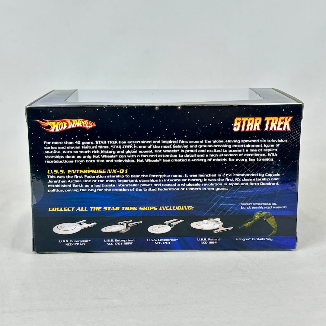 Back of ship packaging with other ships available and write up about ship's history. 