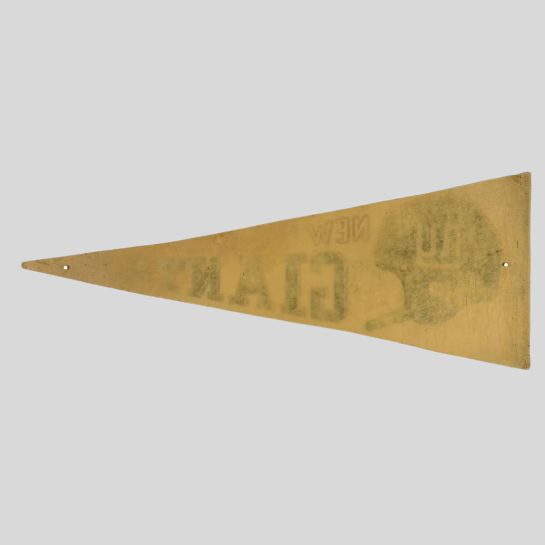 White discolored pennant with ghost image of front graphic visible. 