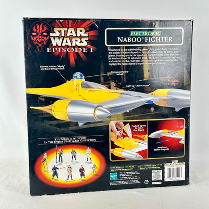 Back panel of Star Wars spaceship packaging featuring scaled image of ship, available figure images & product information. 