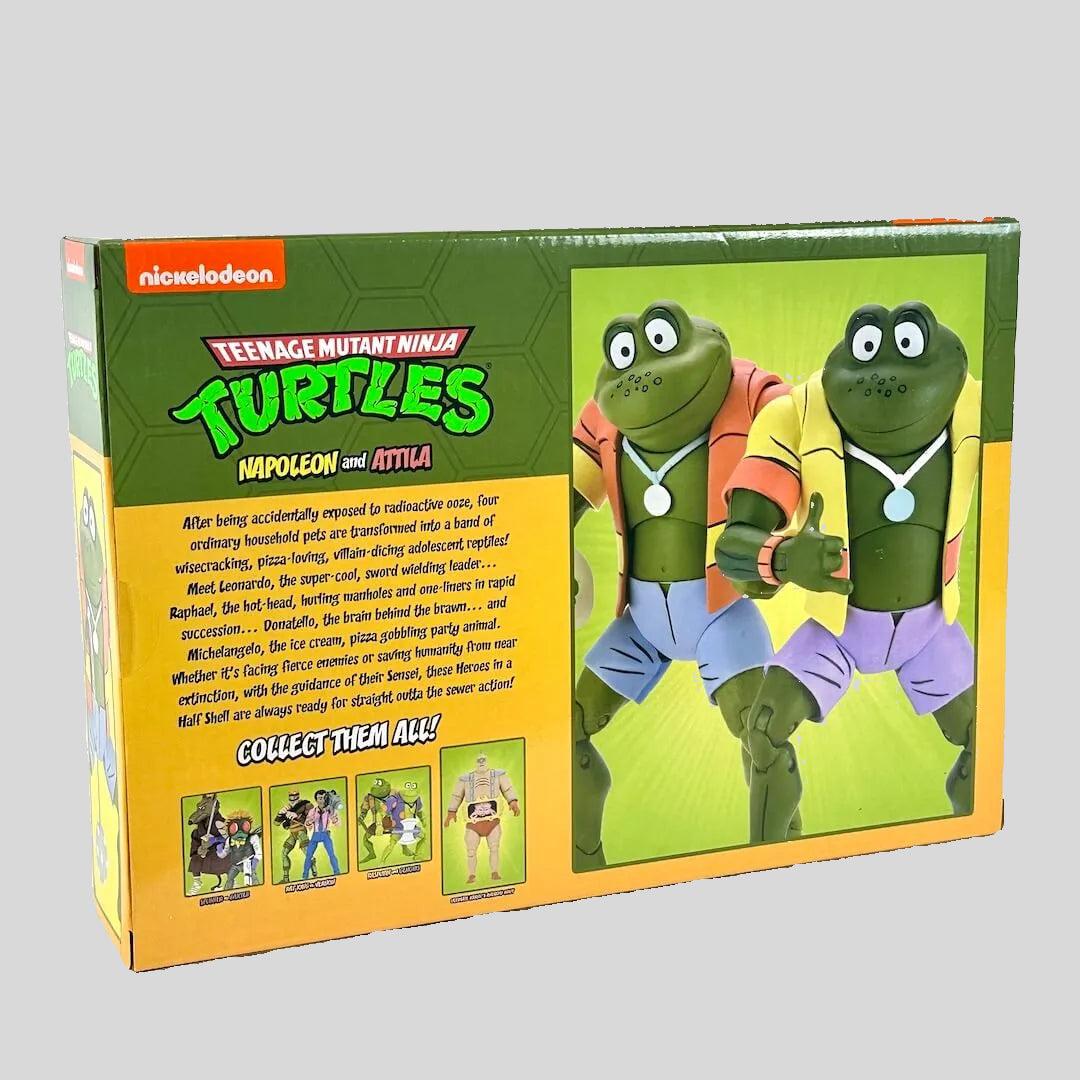 Teenage Mutant Ninja Turtles collectible box featuring Napoleon and Attila, shown on a plain light background. 