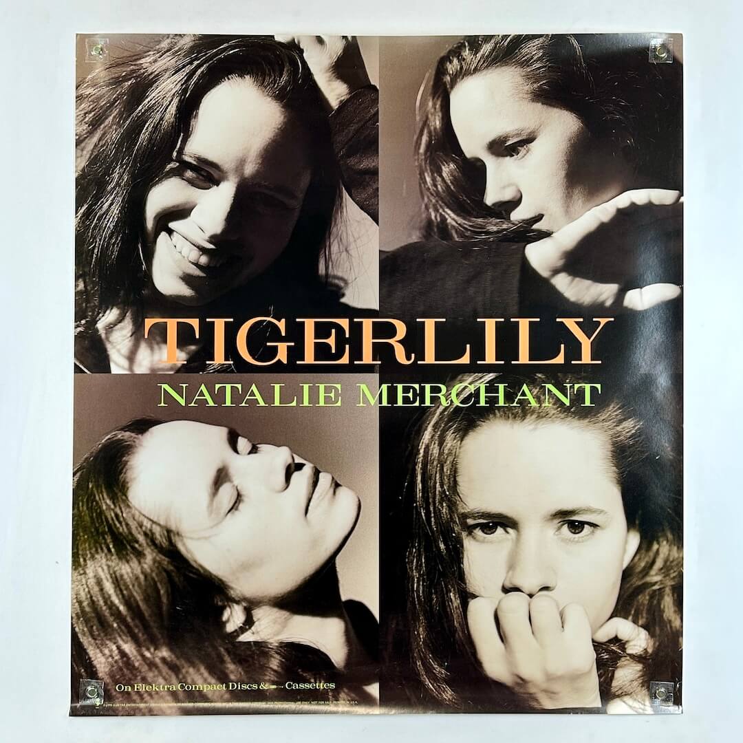 Album cover for 'Tigerlily' by Natalie Merchant featuring four portraits of a woman.