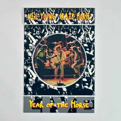 Black/white 4pc cardboard mobile. Artist name as top piece, color pic of band in center, album name at bottom.