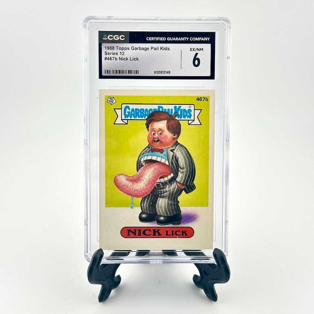 Garbage Pail Kids trading card with a long tongue, graded by CGC on a white background