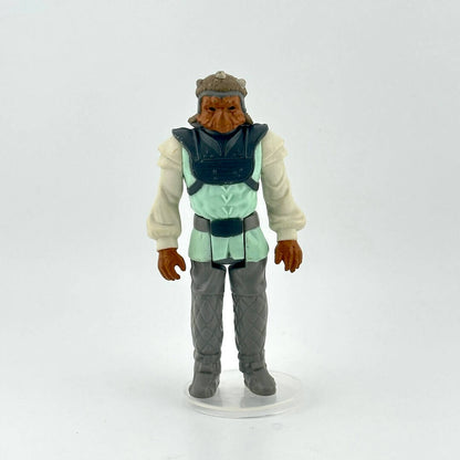 Action figure with a green outfit and hat on a white background