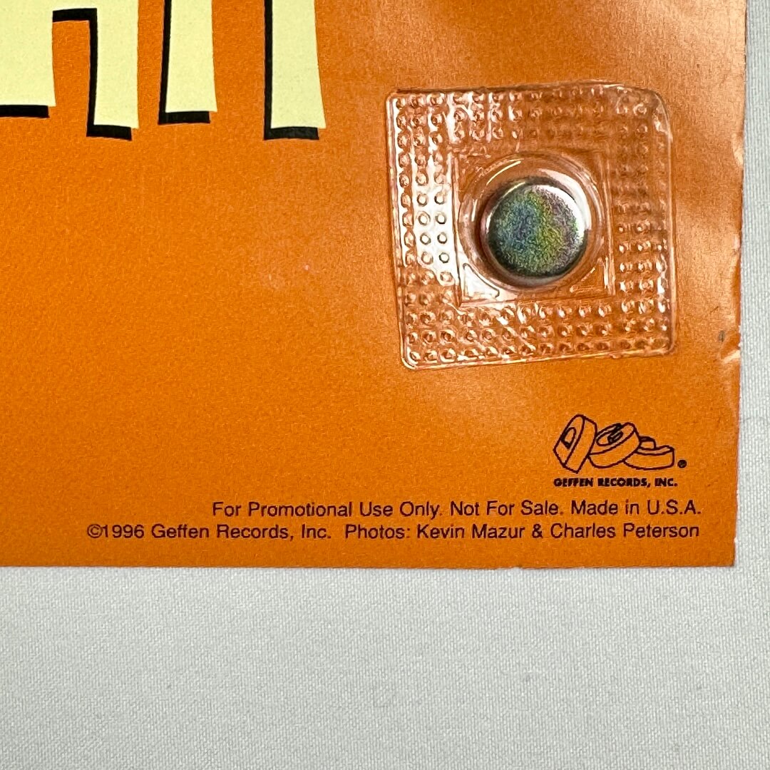 Close up of copyright and promo information