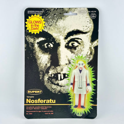 Vampire action figure packaging with 'Super7' branding on a white background