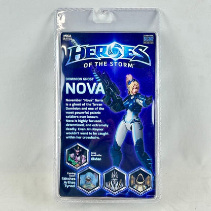 Action figure in packaging with Heroes of the Storm and NECA branding against gray background.