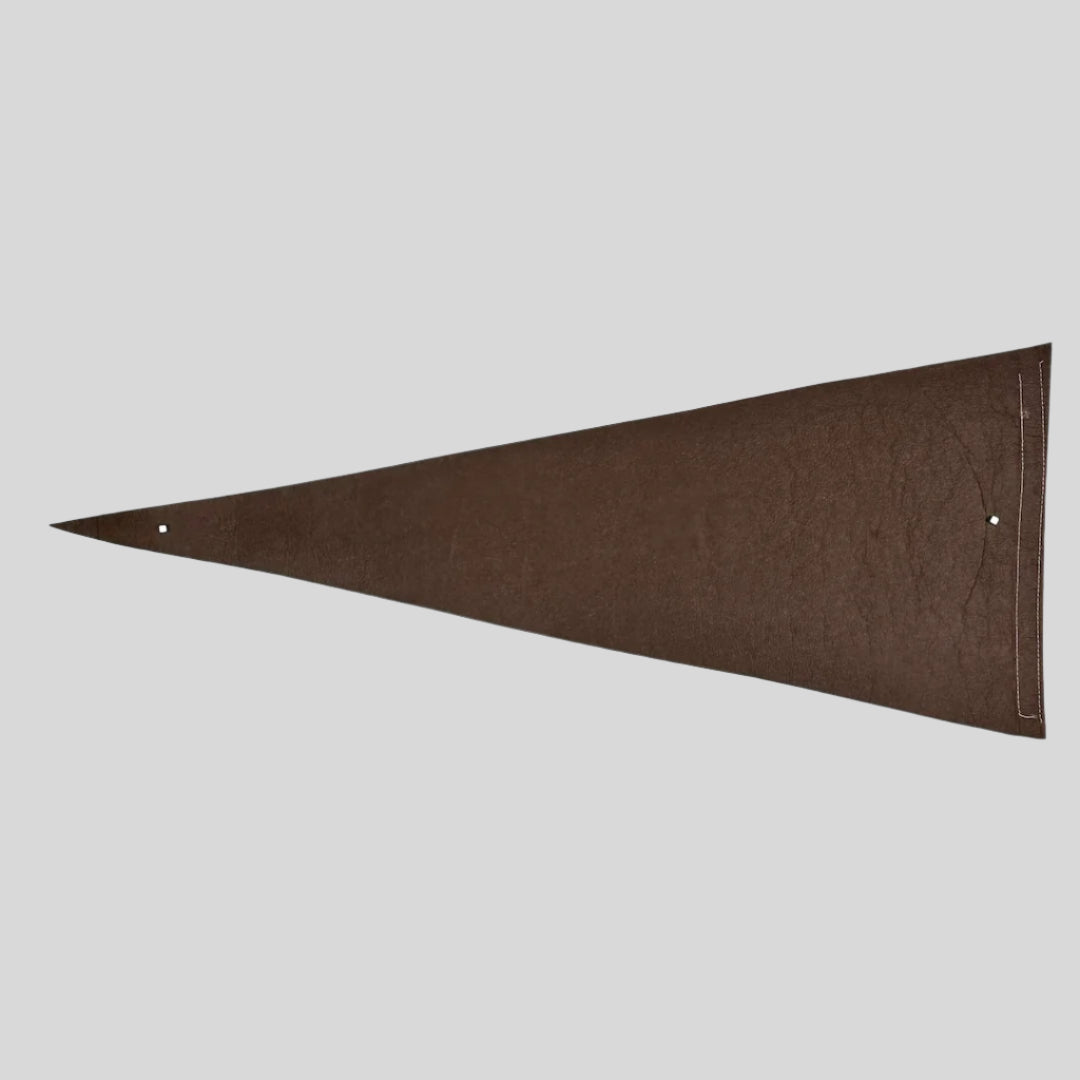 Brown pennant backside to show no holes but old creases. 