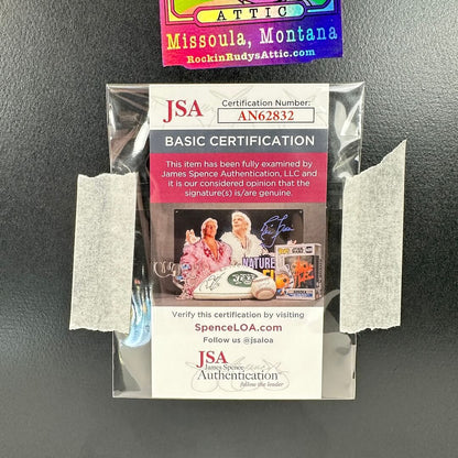 JSA certification card for a collectible item on a gray background