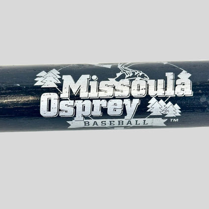 Baseball bat with 'Missoula Osprey Baseball' branding on a white background