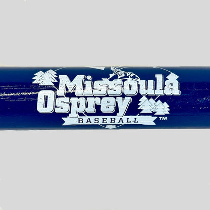 Baseball bat with 'Missoula Osprey Baseball' branding on a light gray background