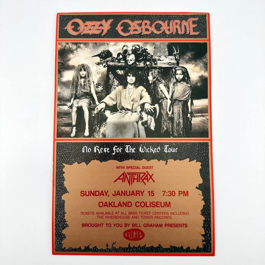 Promotional poster for Ozzy Osbourne and Anthrax concert at Oakland Coliseum