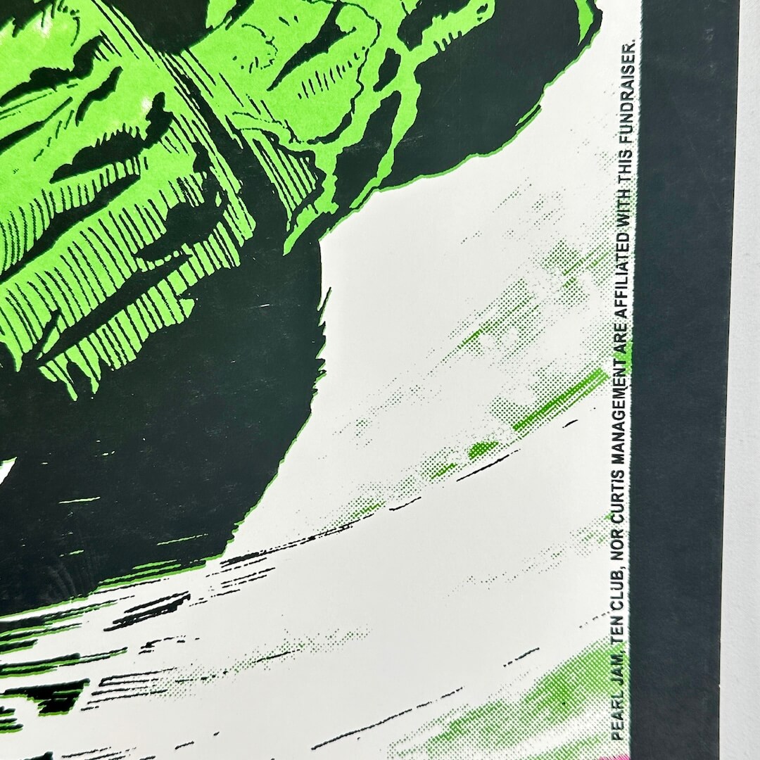 Abstract design with green and black elements on a white background